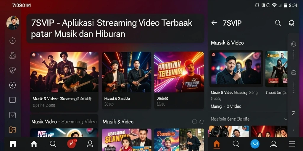 Antarmuka pengguna aplikasi Streaming Video 7SVIP yang menarik dan mudah digunakan.