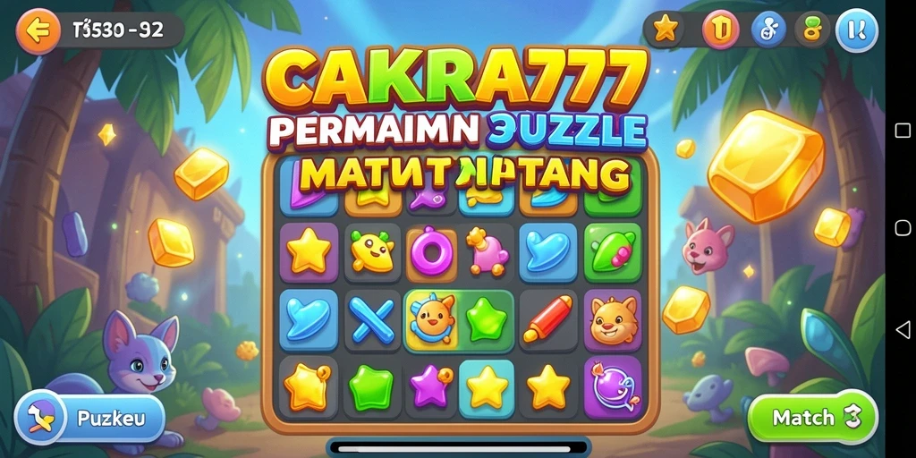 Antarmuka menyenangkan dari game Puzzle Match-3 CAKRA777.