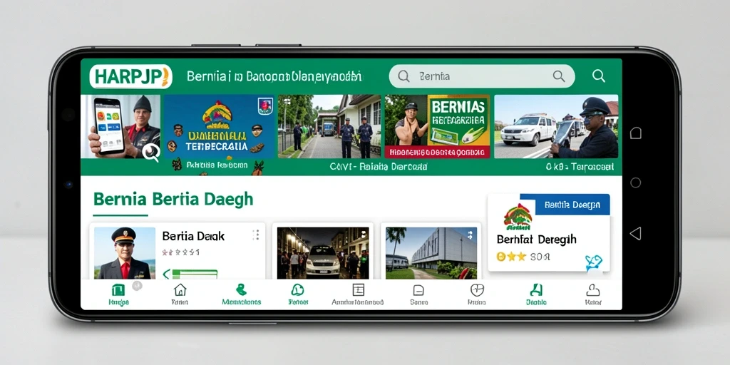Tampilan antarmuka aplikasi HARAPJP untuk berita daerah.