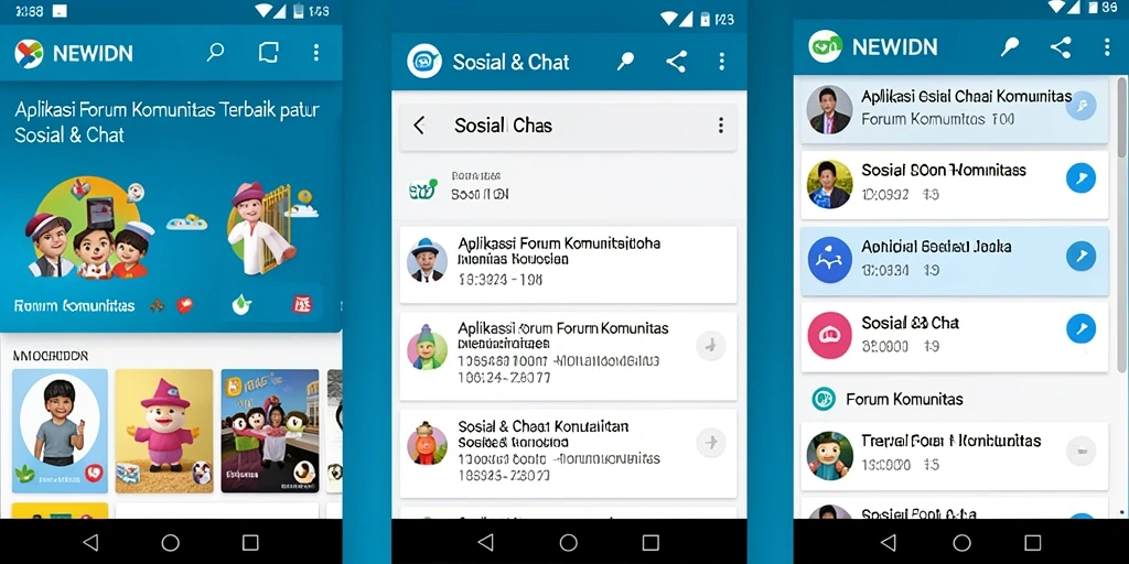 Antarmuka pengguna aplikasi Forum Komunitas yang interaktif dan menarik.
