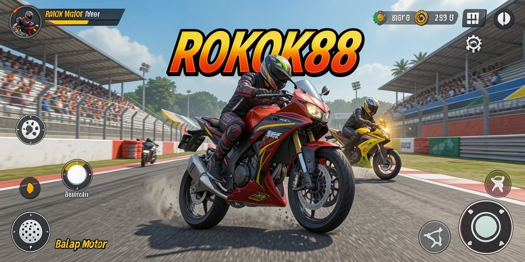 Antarmuka balap motor yang menarik di ROKOK88.