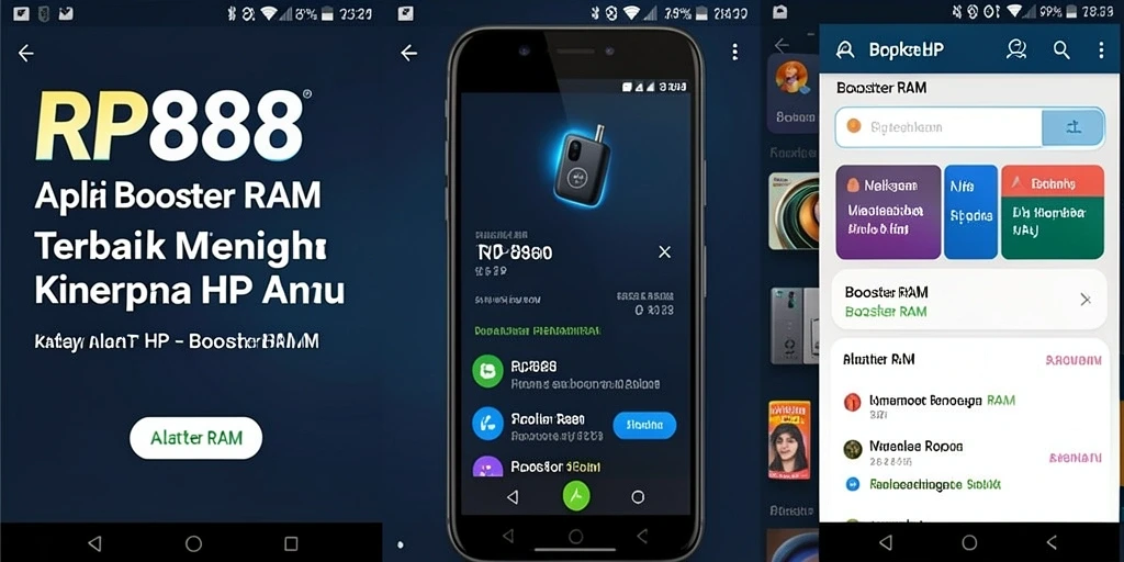 Tampilan antarmuka RP888 yang sederhana dan fungsional untuk Booster RAM.